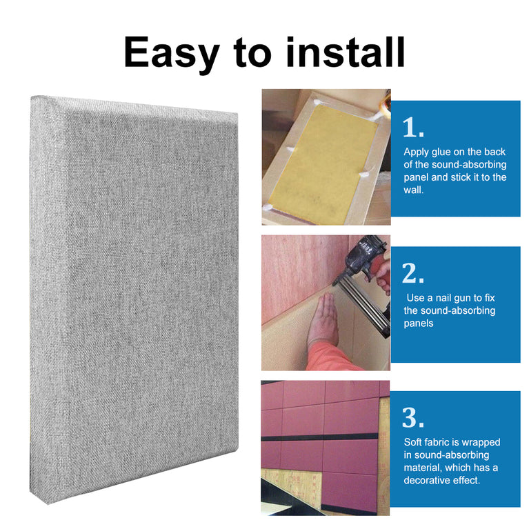 24 in.x 24 in. x 1 in. Grey Fabric Acoustic Panels,2pack
