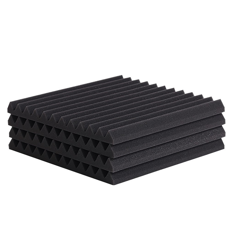 1 ft. x 1 ft. x 1 in. Self-Adhesive Acoustic Wedge Foam Panels Black(12-Pack)