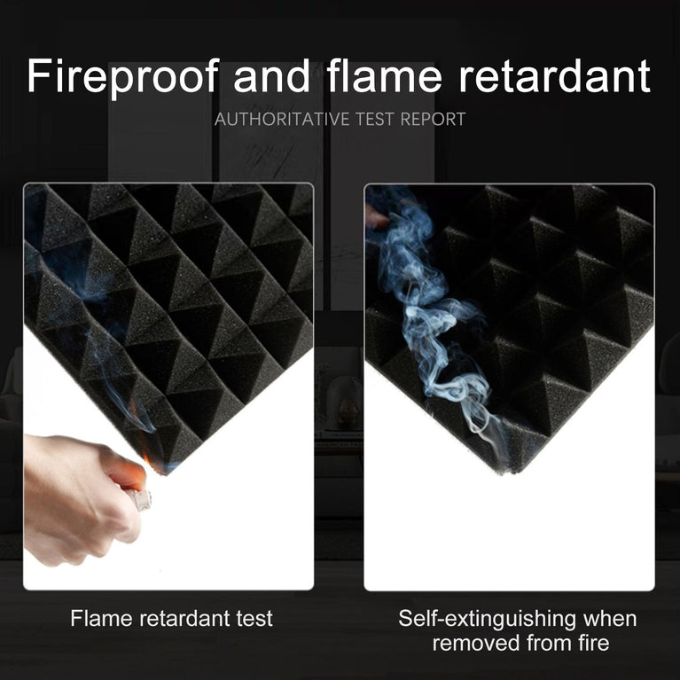 1 ft. x 1 ft. x 3 in. Self-adhesive Acoustic Pyramid Foam Black(12-Pack)