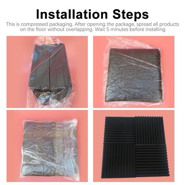 1 ft. x 1 ft. x 1 in. Self-Adhesive Acoustic Wedge Foam Panels Black(12-Pack)