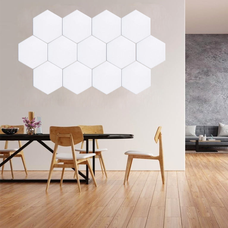14 in. x 12 in. x 0.4 in. Polyester Hexagon Acoustic Panels White 12 Pack