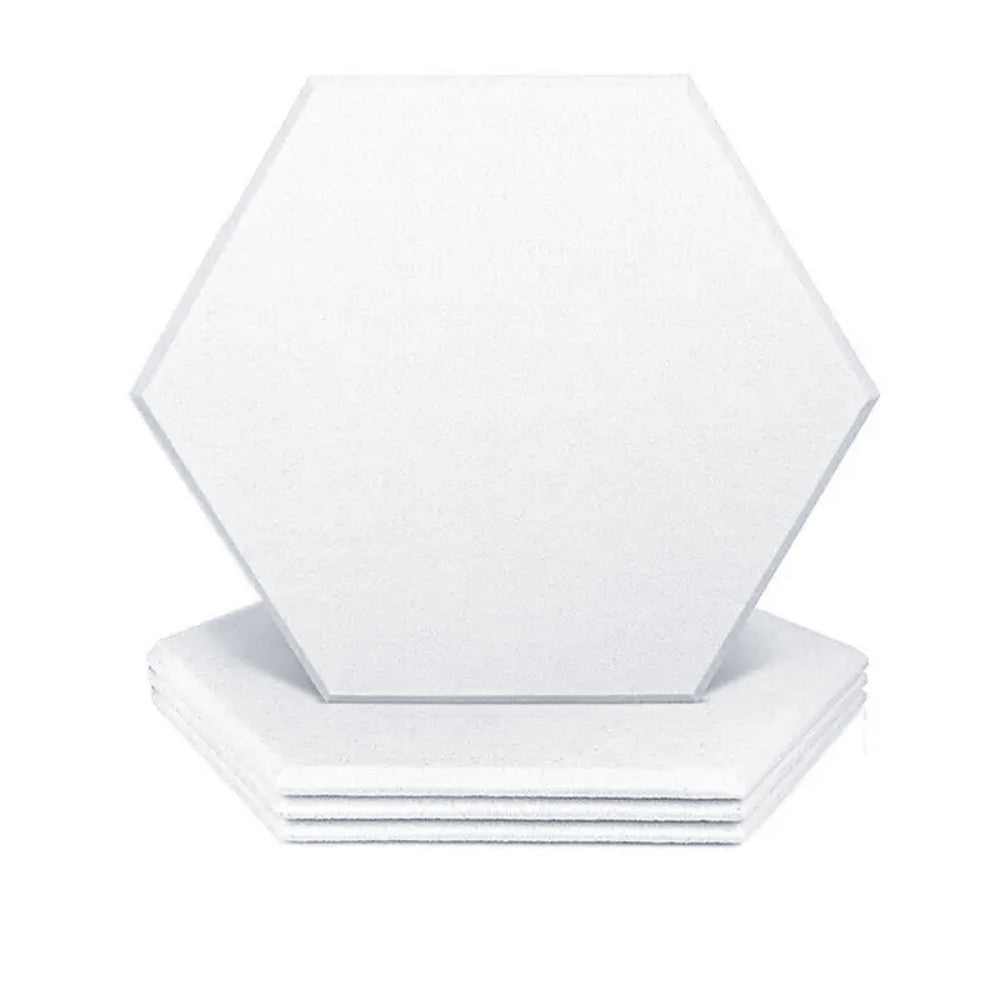 14 in. x 12 in. x 0.4 in. Polyester Hexagon Acoustic Panels White 12 Pack