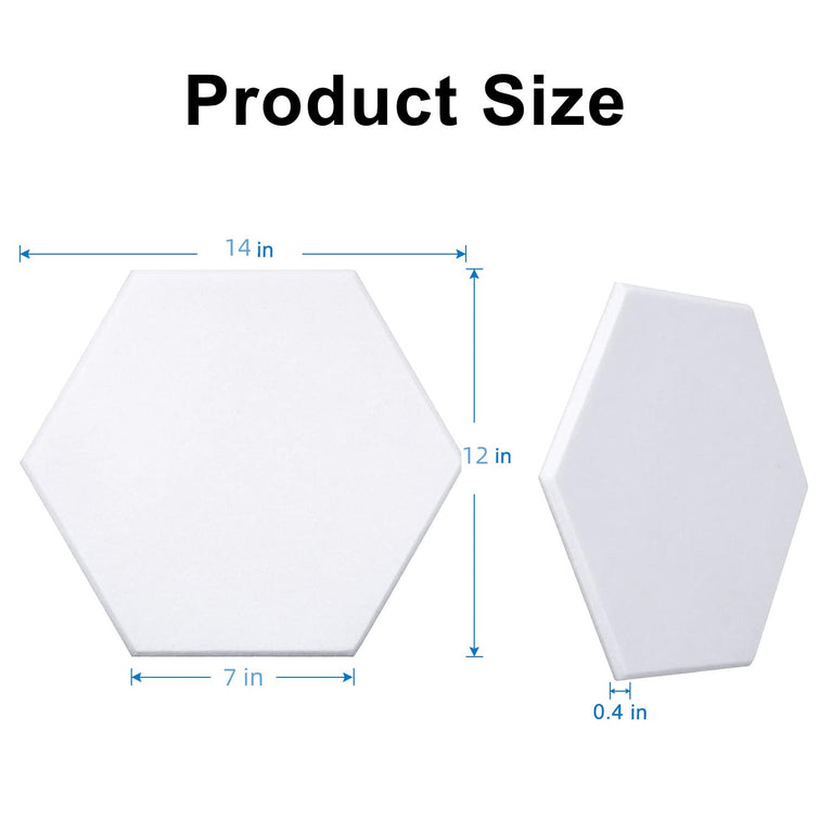 14 in. x 12 in. x 0.4 in. Polyester Hexagon Acoustic Panels White 12 Pack