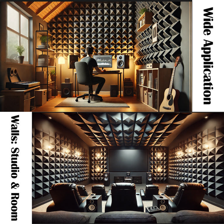 1 ft. x 1 ft. x 3 in. Self-adhesive Acoustic Pyramid Foam Black(12-Pack)