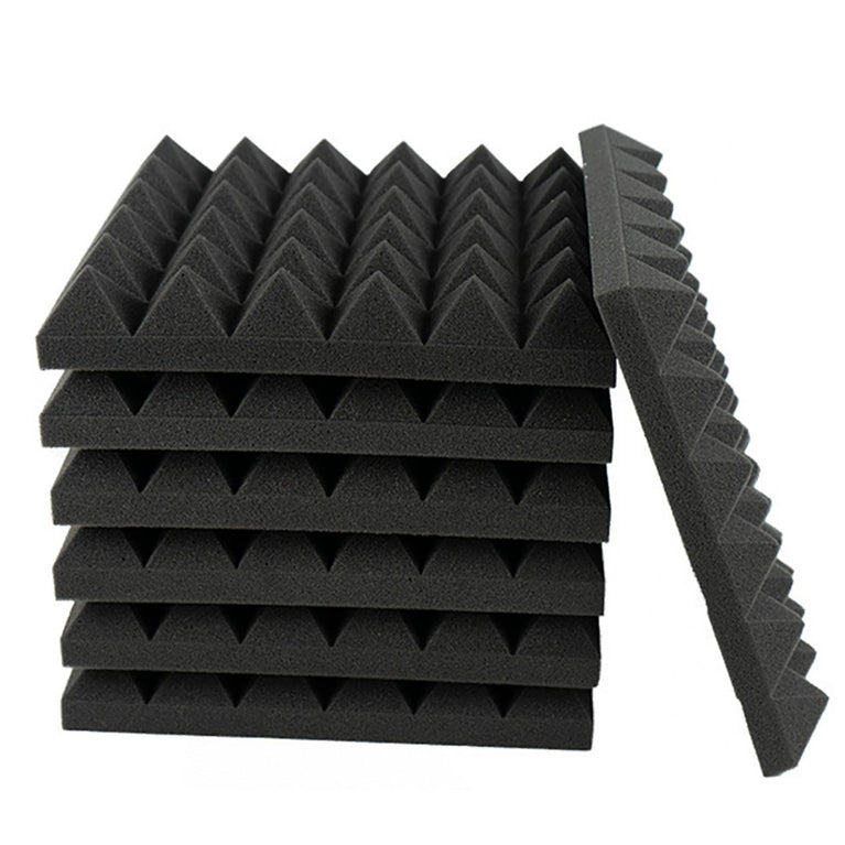 1 ft. x 1 ft. x 2 in. Acoustic Pyramid Foam Black(12-Pack)