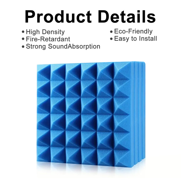 1 ft. x 1 ft. x 2 in. Acoustic Pyramid Foam Blue(12-Pack)