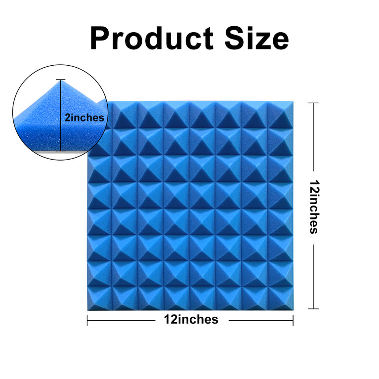 1 ft. x 1 ft. x 2 in. Acoustic Pyramid Foam Blue(12-Pack)