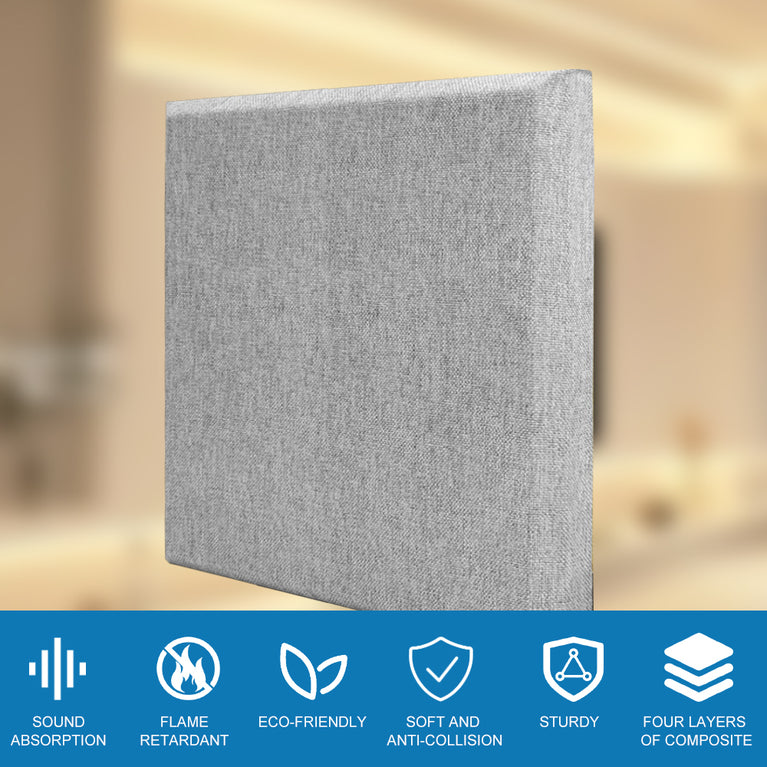 24 in.x 24 in. x 1 in. Grey Fabric Acoustic Panels，2pack