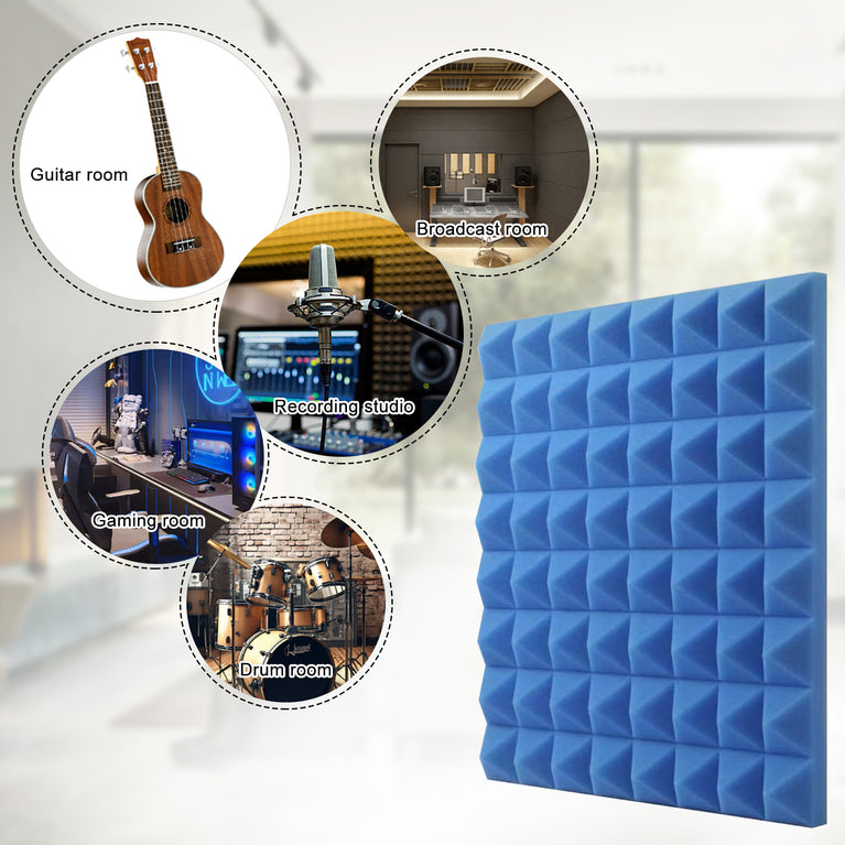 1 ft. x 1 ft. x 2 in. Acoustic Pyramid Foam Blue(12-Pack)