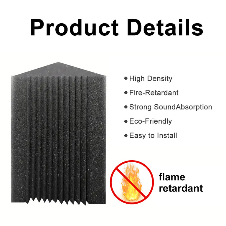 Corner Trap Acoustic Foam Black(12-Pack)