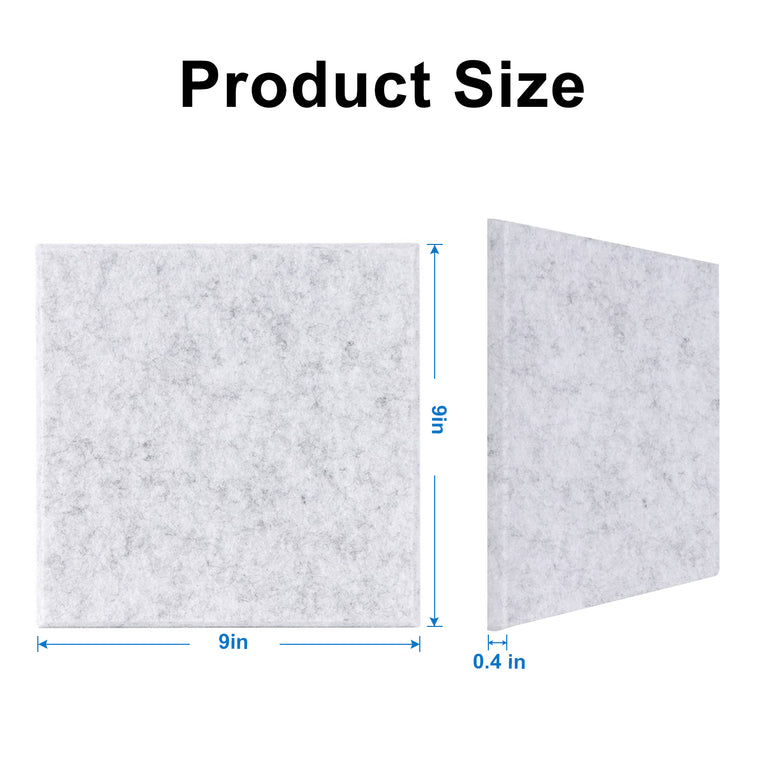 9 in. x 9 in. x 0.4 in. Polyester Square Acoustic Panels Grey (12-Pack)