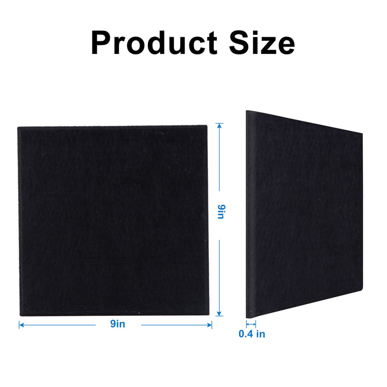 9 in. x 9 in. x 0.4 in. Polyester Square Acoustic Panels Black (12-Pack)