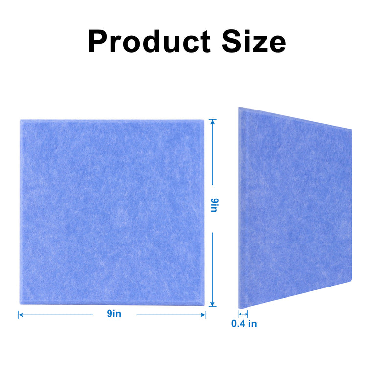 9 in. x 9 in. x 0.4 in. Polyester Square Acoustic Panels Blue  (12-Pack)