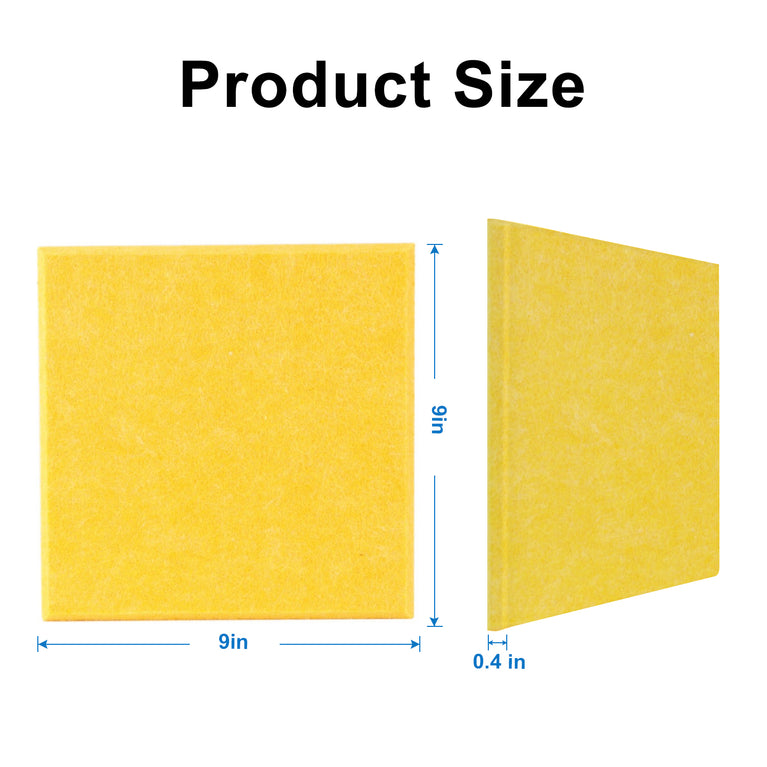 9 in. x 9 in. x 0.4 in. Polyester Square Acoustic Panels Yellow  (12-Pack)