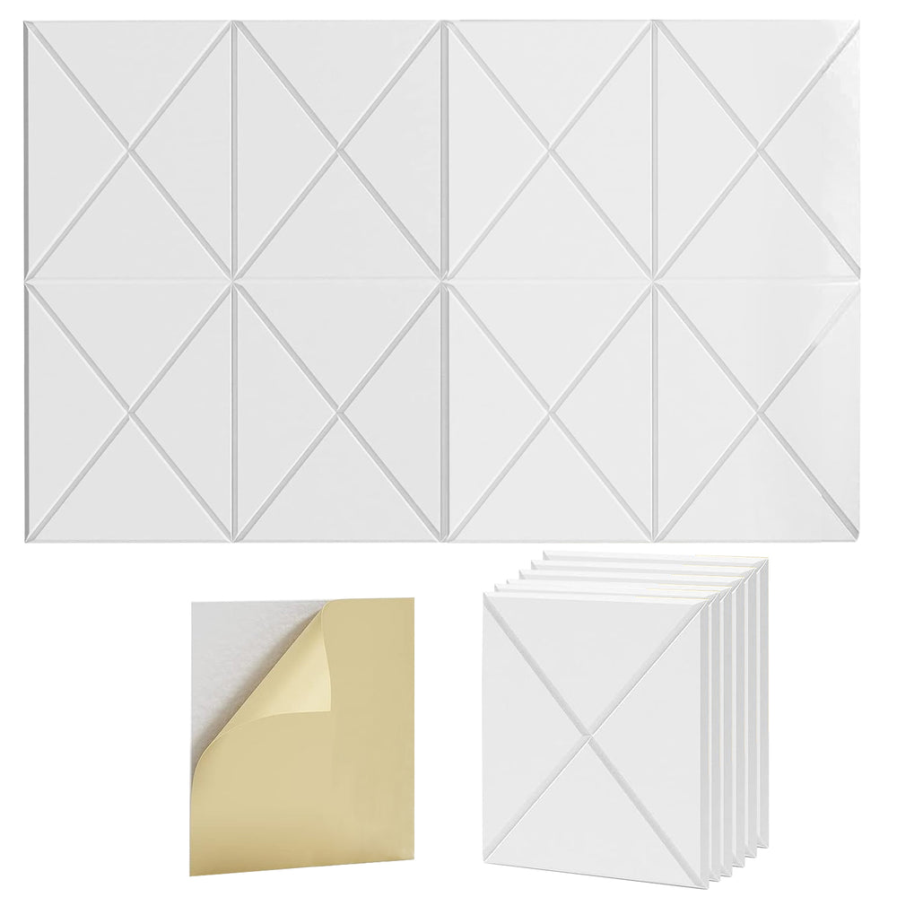 12 in. x 12 in. x 0.4 in. Polyester Square &Triangle Acoustic Panels White (12-Pack)