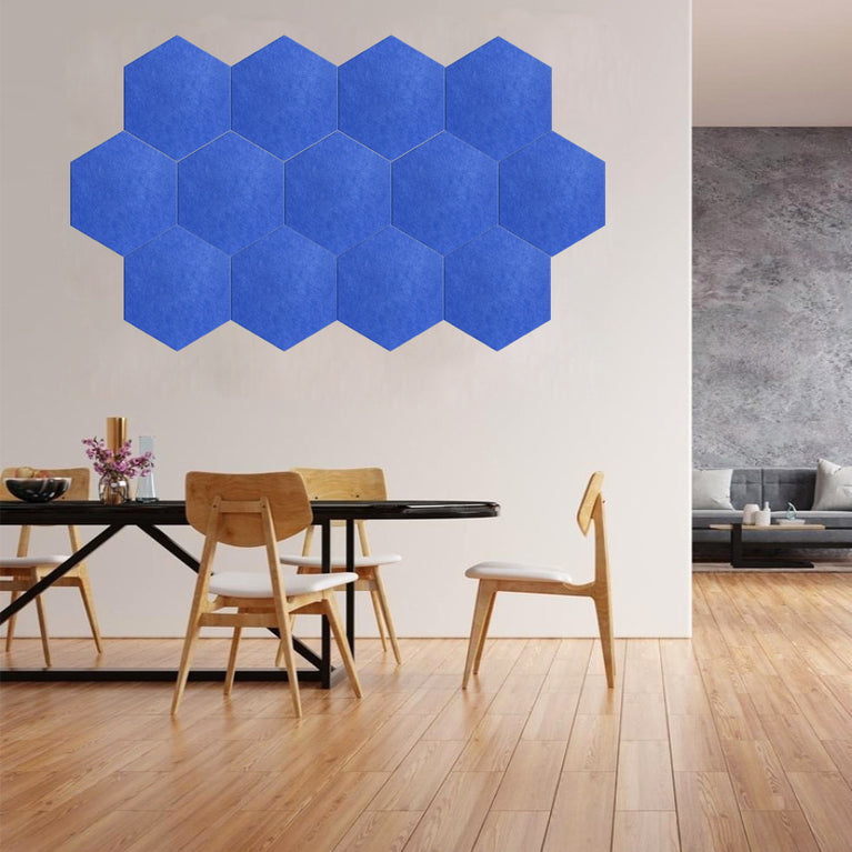 11.5 in. x 10 in. x 0.4 in. Polyester Hexagon Acoustic Panels Blue  (12-Pack)