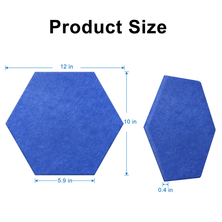 11.5 in. x 10 in. x 0.4 in. Polyester Hexagon Acoustic Panels Blue  (12-Pack)